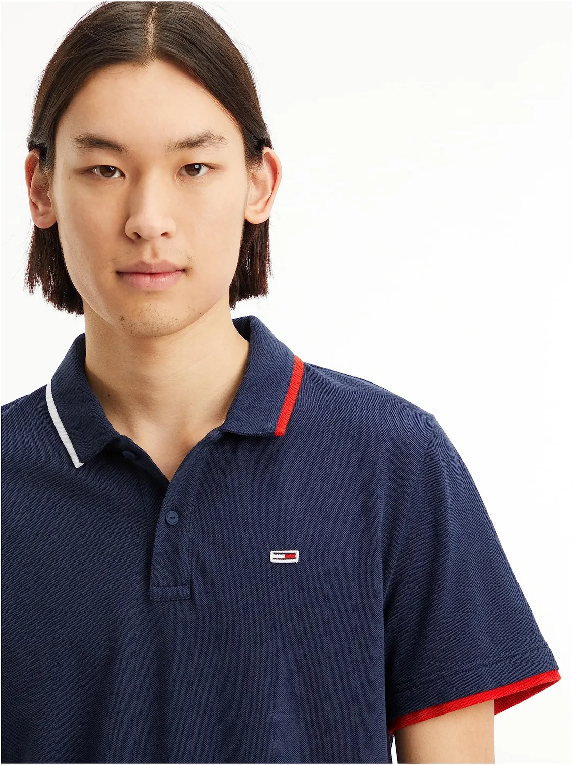 Tommy Jeans TJM Reg Flag Neck Polo Poloshirt Größe L
