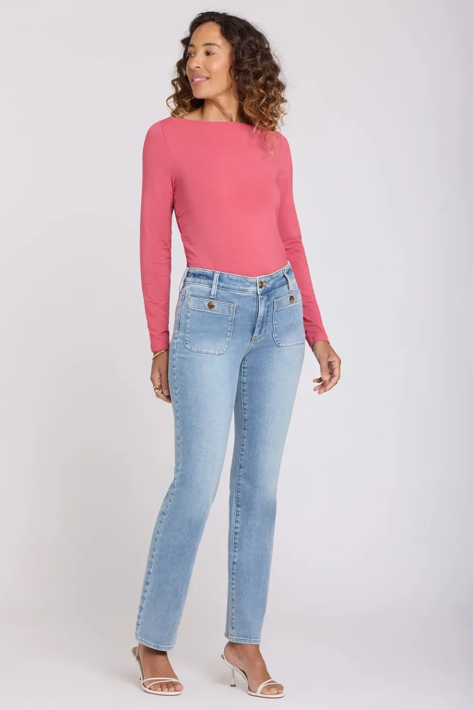 NYDJ Marilyn Straight Jeans Mist Springs Blau