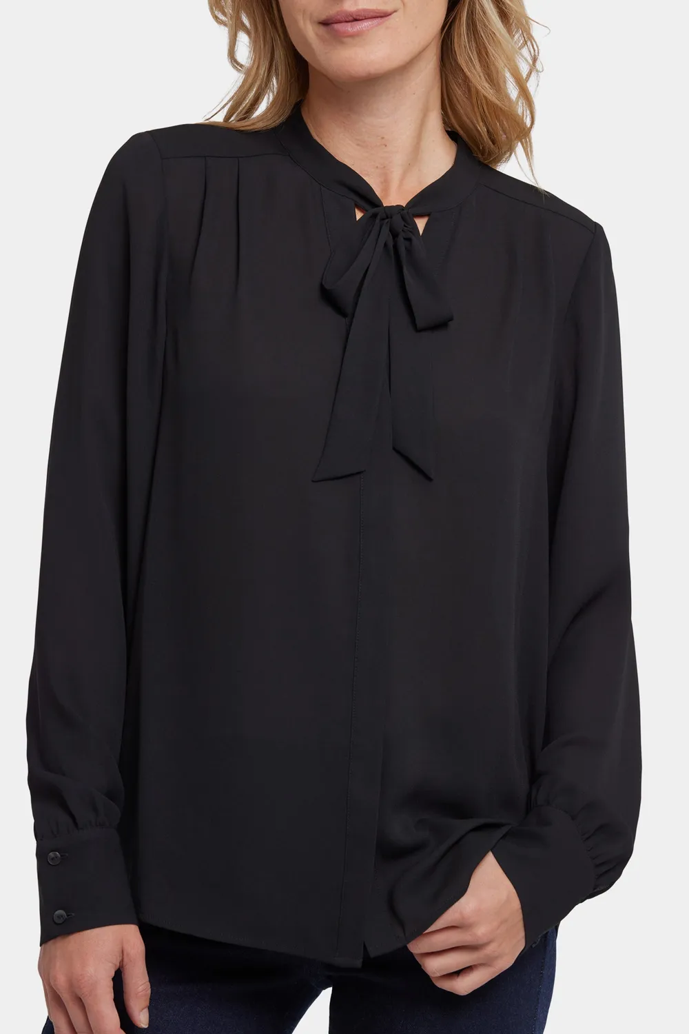 NYDJ Tie-Neck Bluse Schwarz Recycling-Polyester