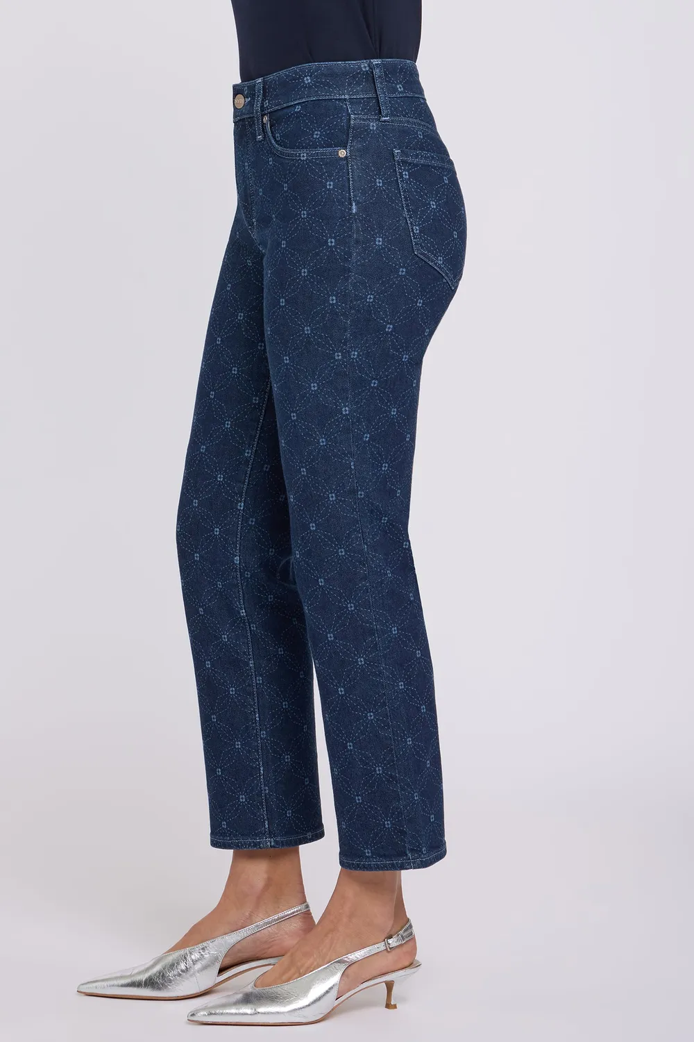 NYDJ Marilyn Straight Ankle Jeans Geo Flower Print