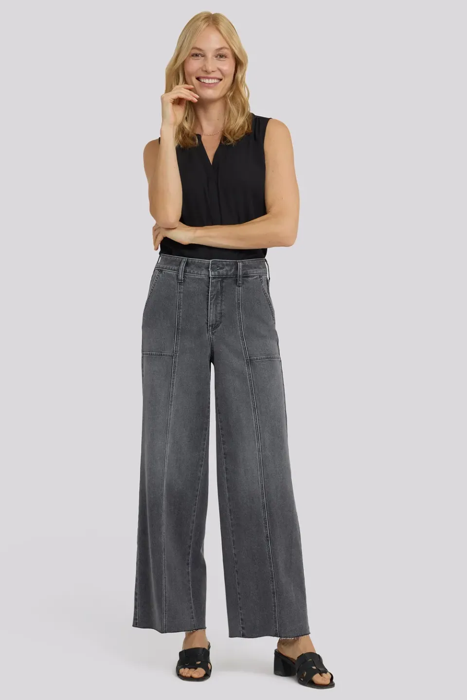 NYDJ Simone Wide Leg Jeans Dusty Ash Grau weites Bein