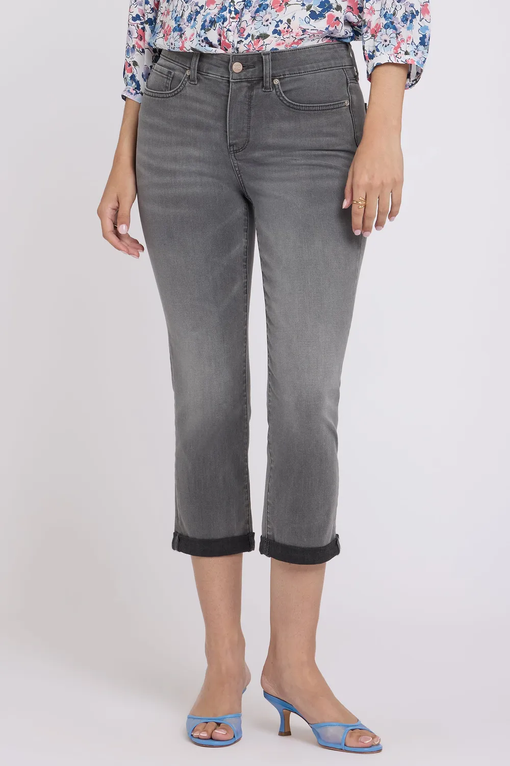 NYDJ Chloe Skinny Capri Jeans Dusty Ash Grau