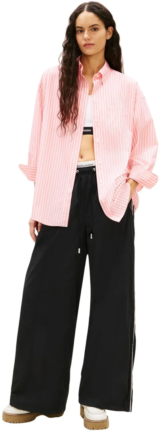 Tommy Jeans Poplin Damen Bluse L Langarm Oversize