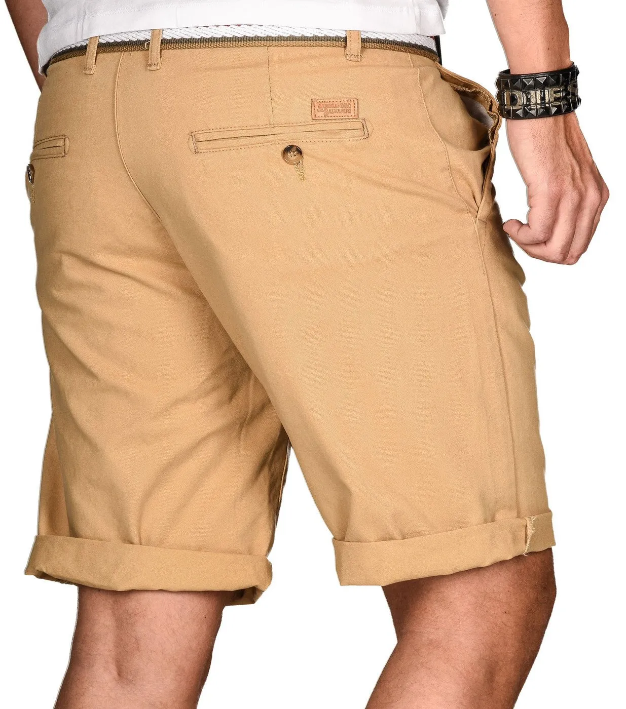 Alessandro Salvarini AS-096 Bermuda Shorts Navy mit Gürtel Baumwolle