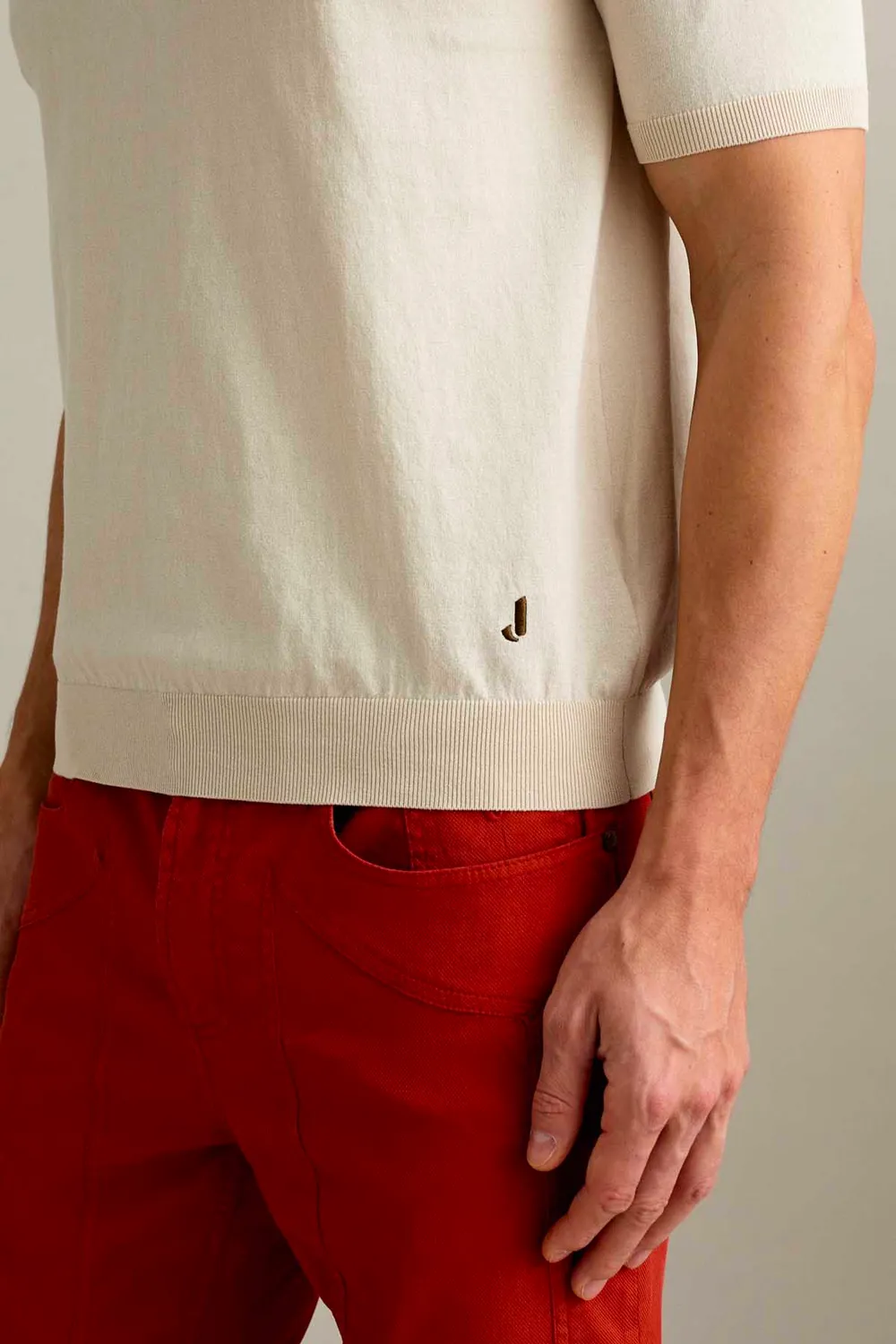 Jeckerson Polo Poloshirt Hellbeige Baumwolle Kurzarm