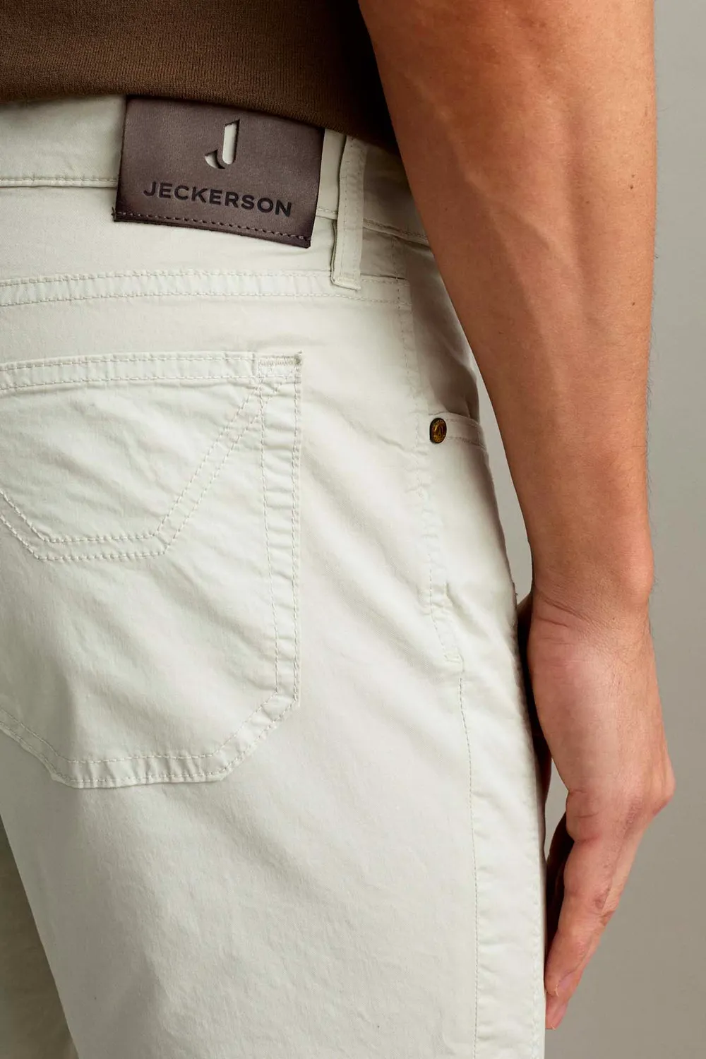 Jeckerson John Hose Herren hellgrau Slim Fit Gabardine