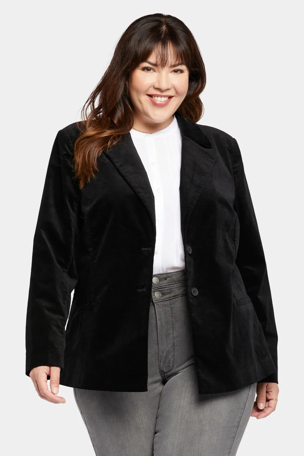 NYDJ Classic Blazer Jacke Velveteen Schwarz Plus