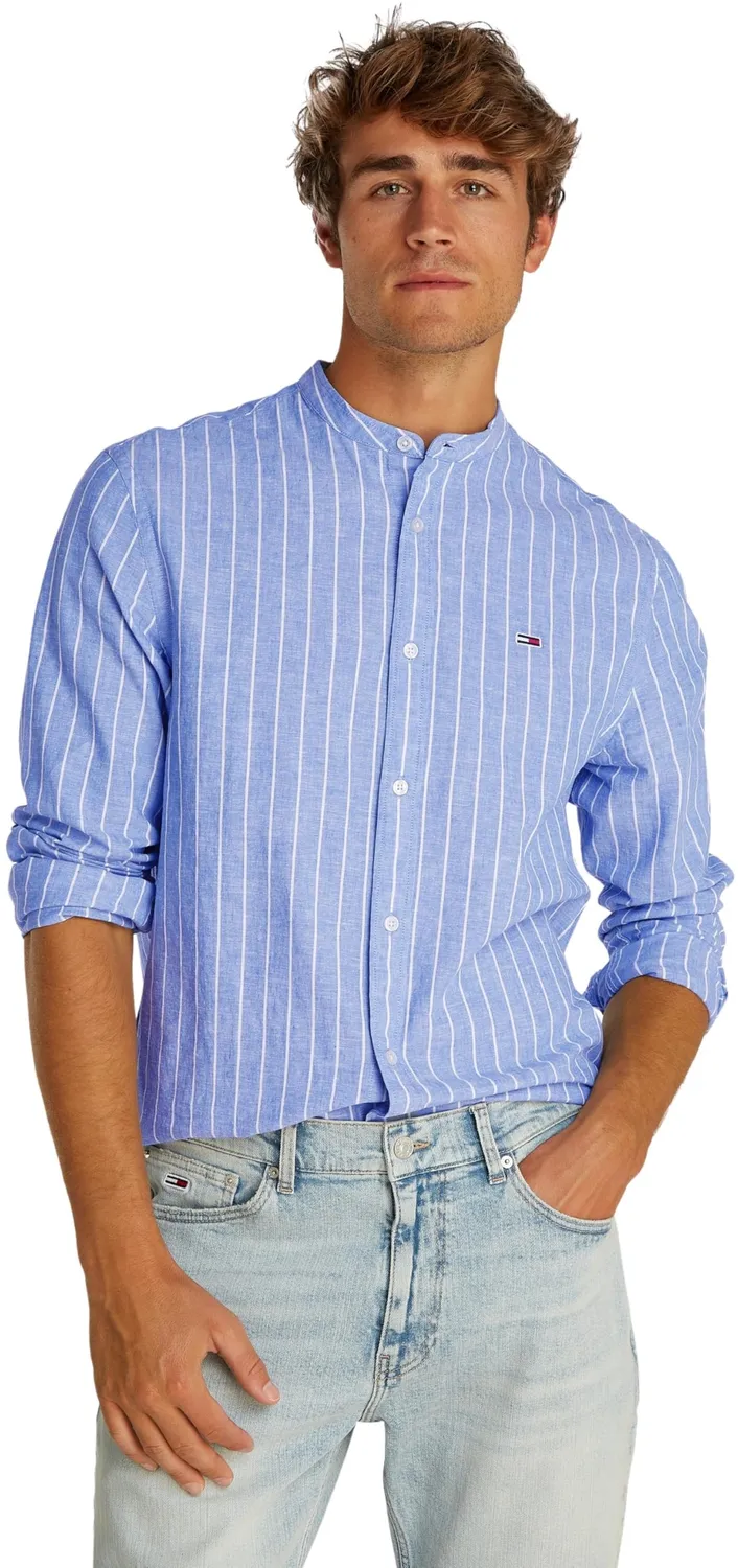 Tommy Jeans Linen Mix Hemd Herren Gr. L Blau
