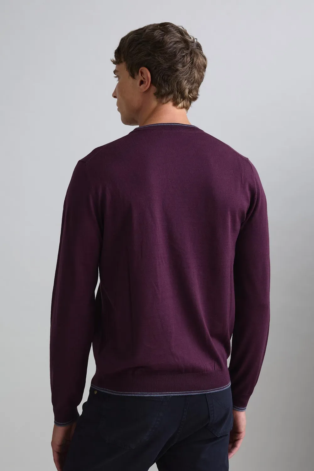 Jeckerson Girocollo Pullover Herren violett Wolle Rundhals