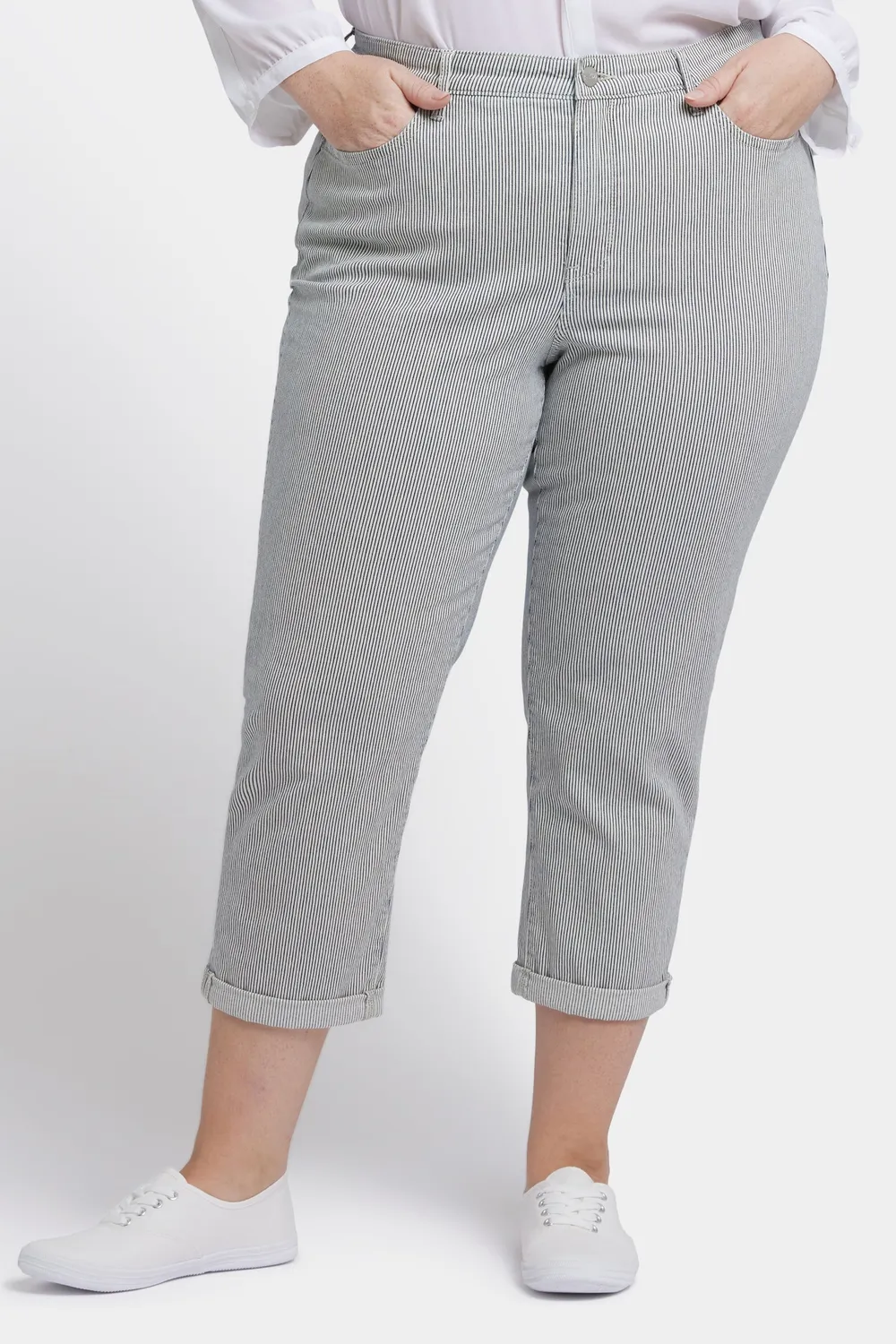 NYDJ Chloe Skinny Capri Jeans Plus Luarca Stripe Capri Blau Gestreift