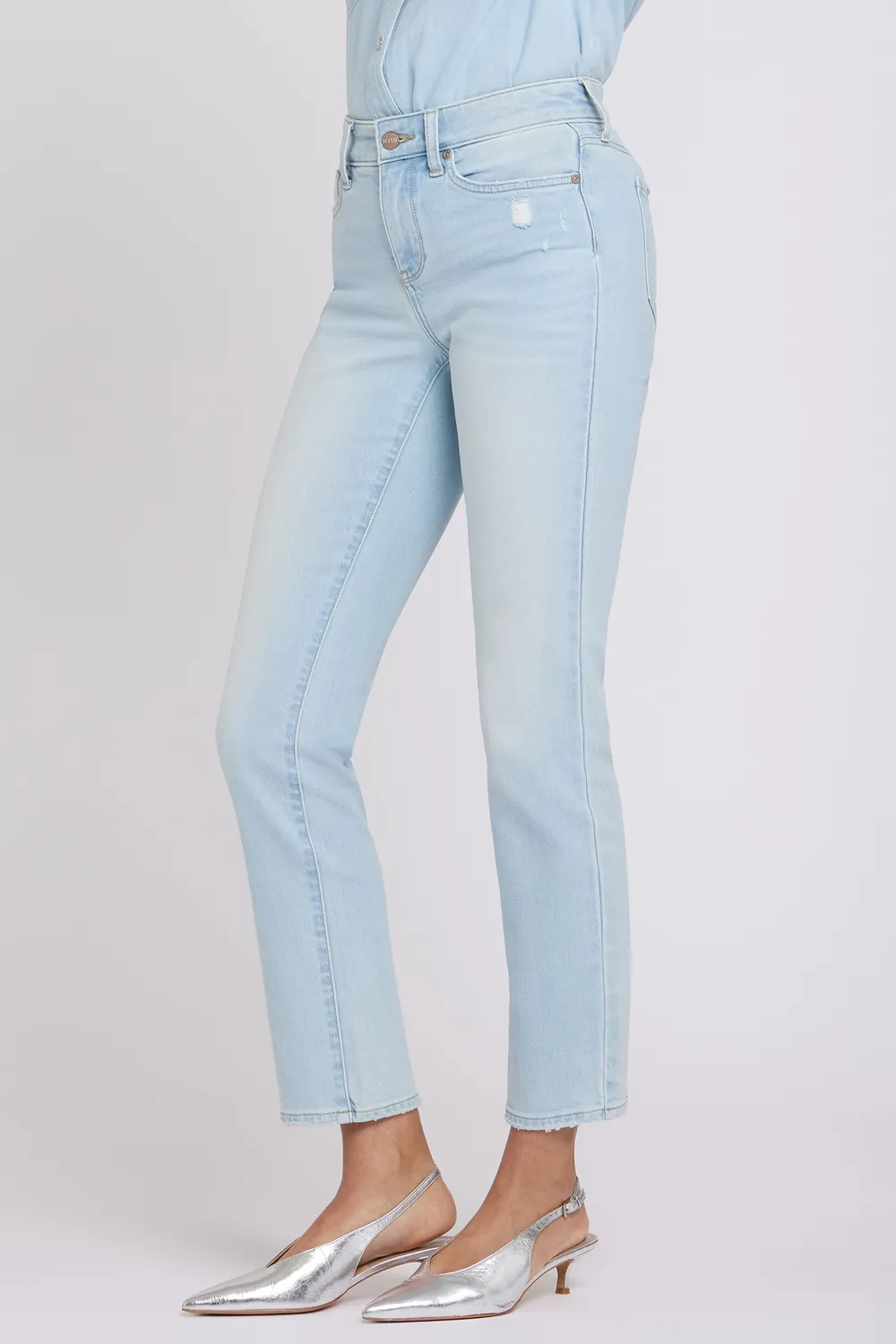 NYDJ Sheri Slim Straight Ankle Jeans Sky Valley Hellblau