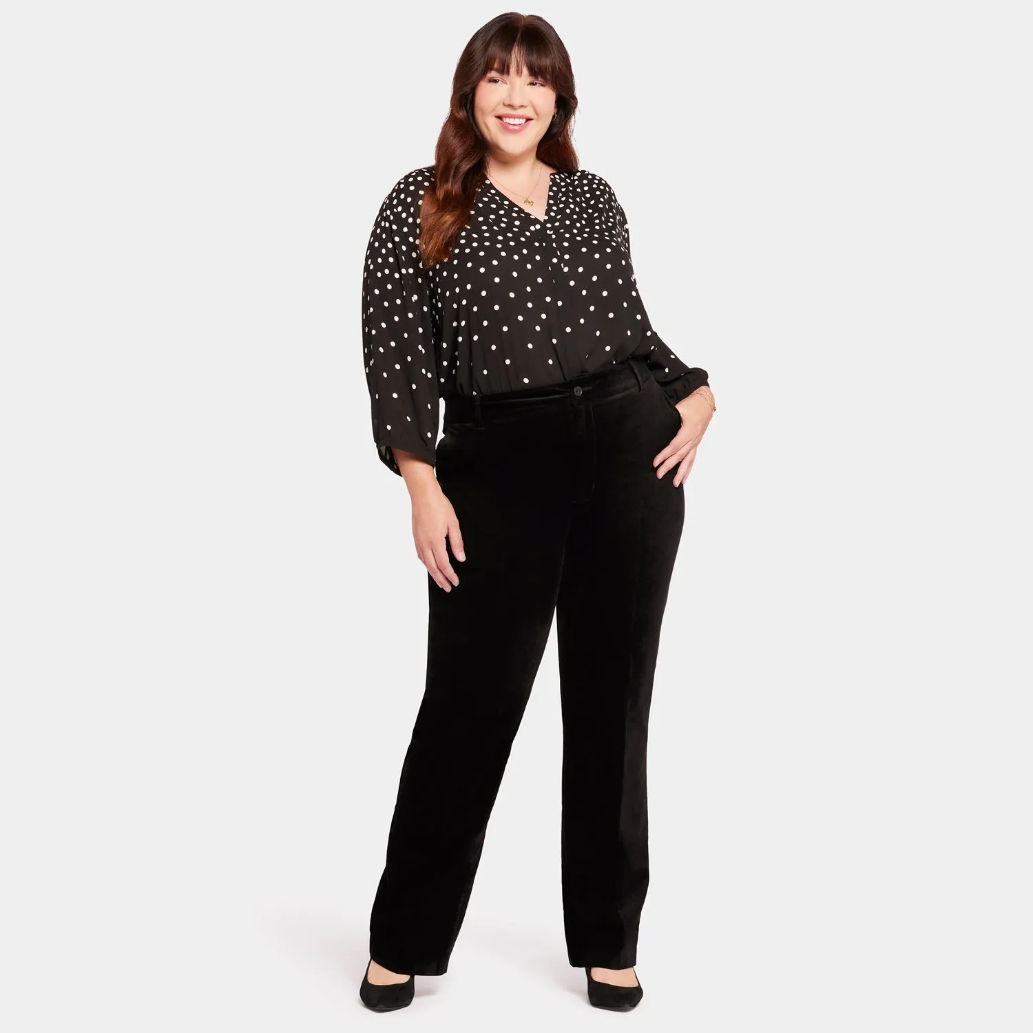 NYDJ Straight Leg Trouser Hose Schwarz Plus Samt