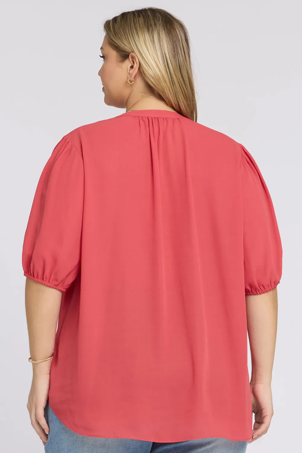 NYDJ Puff Sleeved Popover Top Plus Chrysanthemum leicht