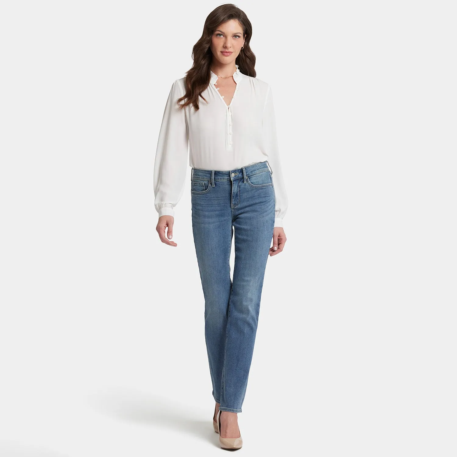 NYDJ Marilyn Straight Jeans Heyburn Wash Blau Stretch