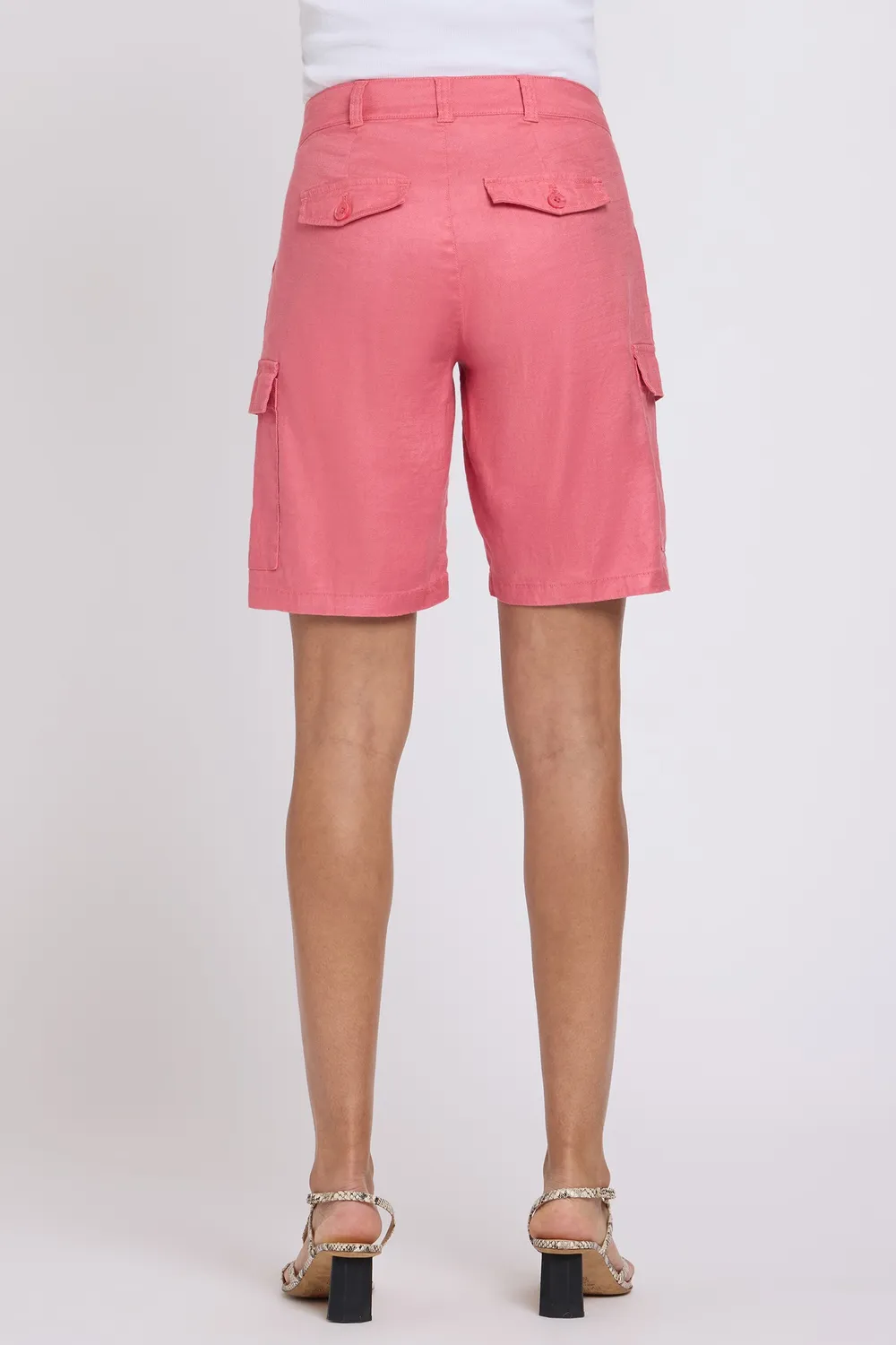 NYDJ Cargo Bermuda Shorts Desert Rose Leinen hoch