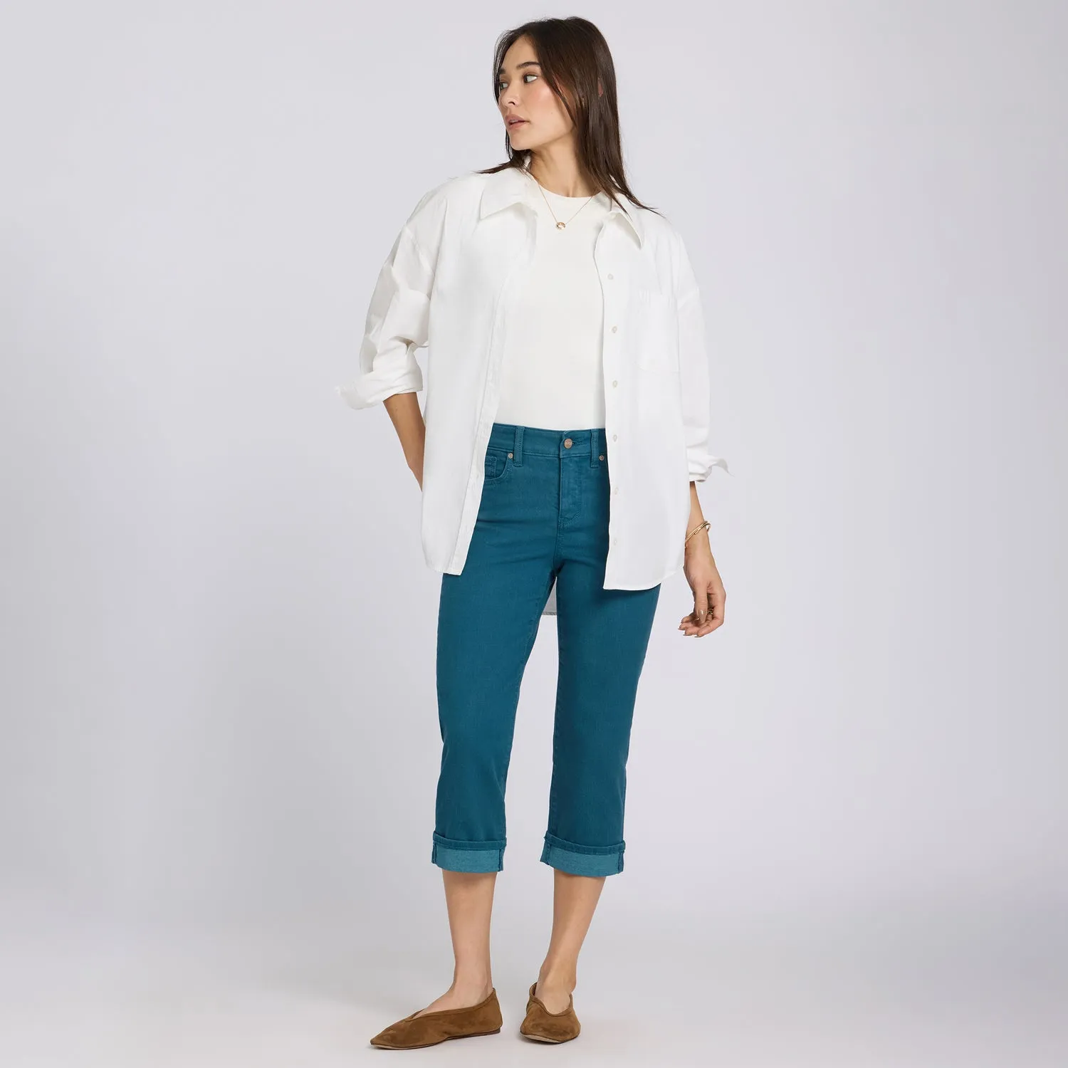 NYDJ Marilyn Straight Crop Jeans Blue Lake cropped