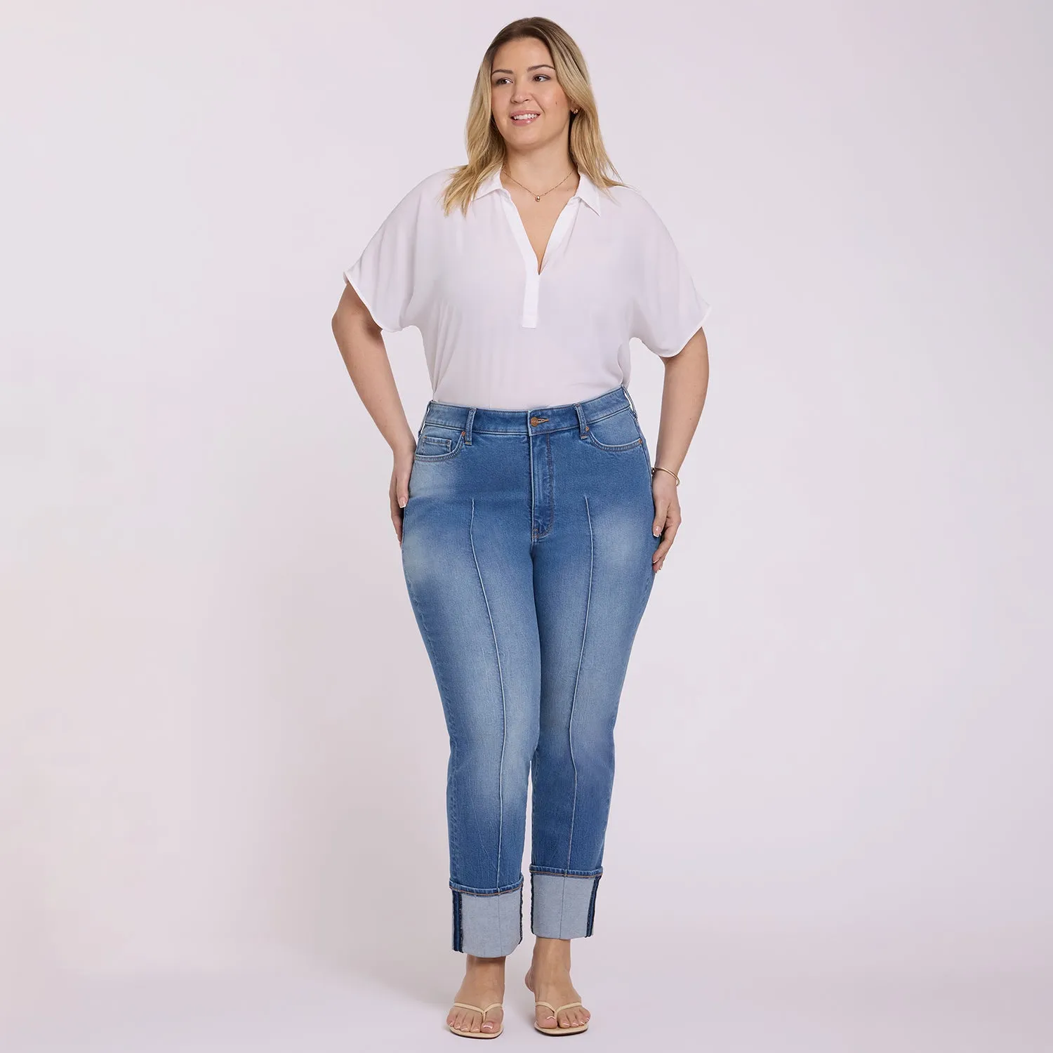 NYDJ Marilyn Straight Plus Jeans Pacifica formend