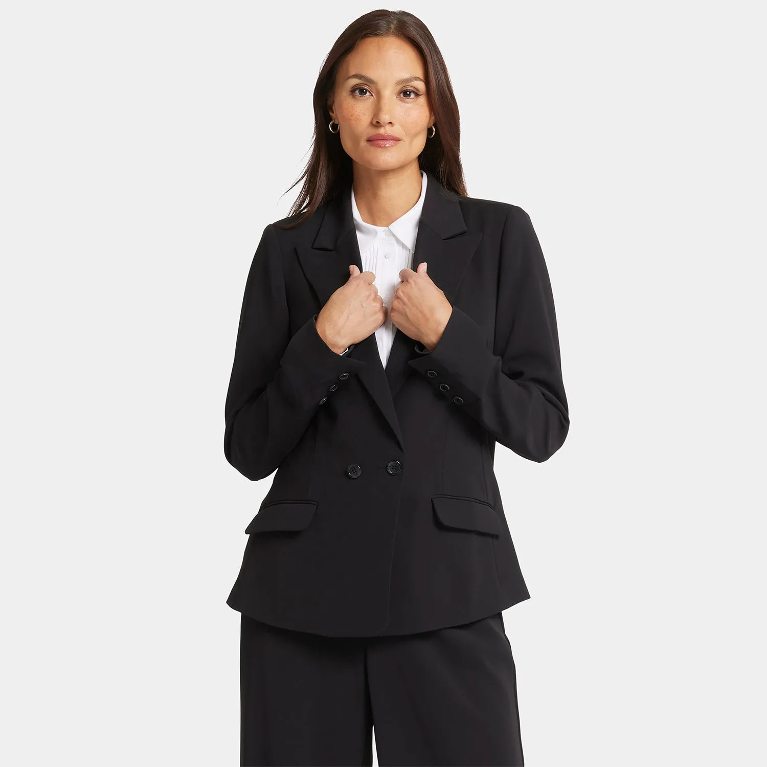 NYDJ Modern Blazer Jacke Schwarz M Zweireiher