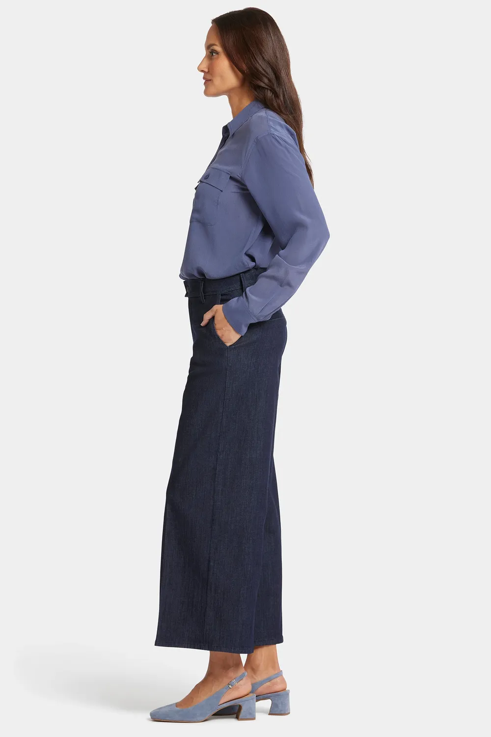 NYDJ Mona Wide Leg Trouser Ankle Jeans Lightweight Rinse