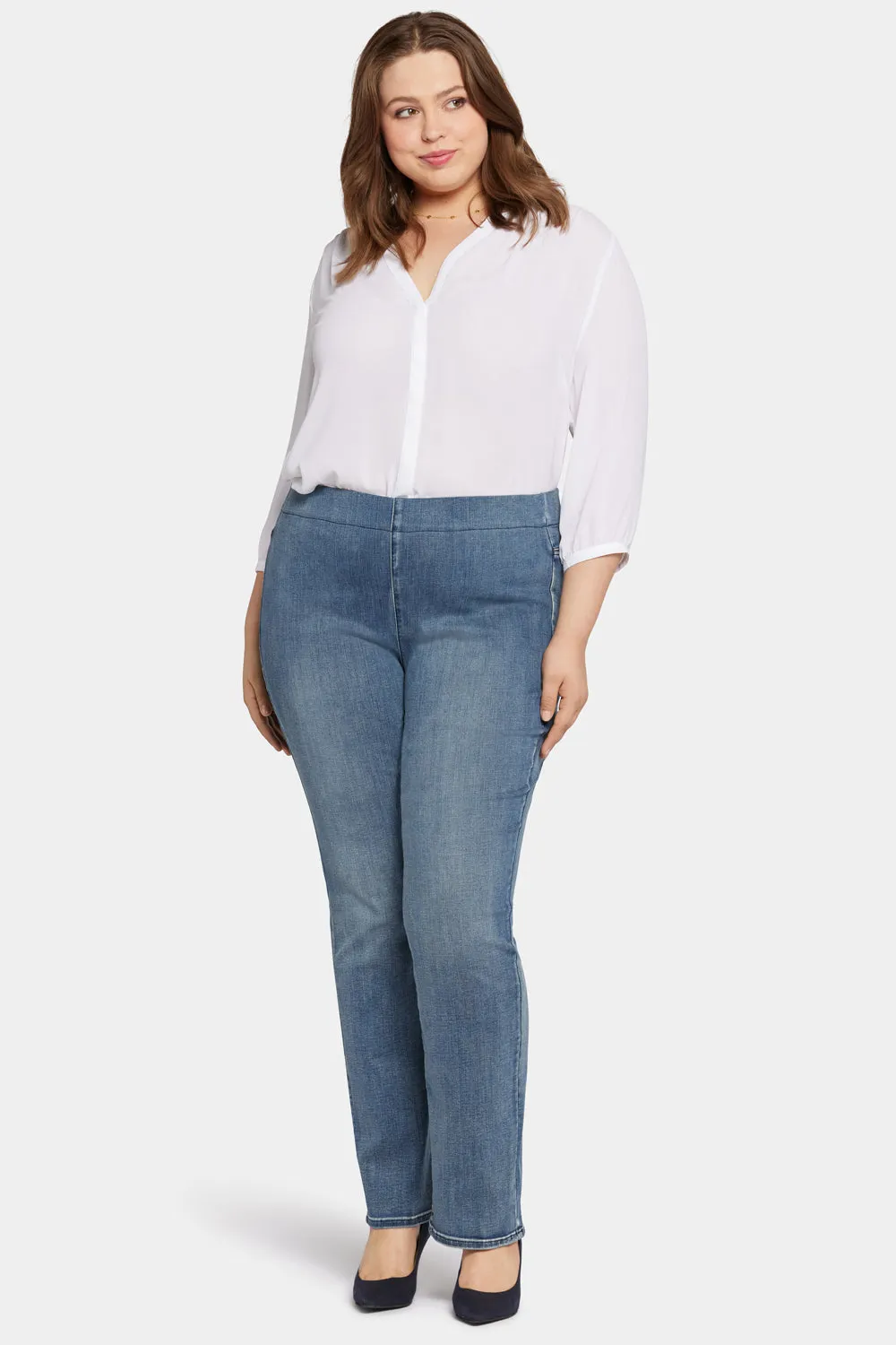 NYDJ Pull-on Straight Jeans Pristine Plus Size mit Stretchbund