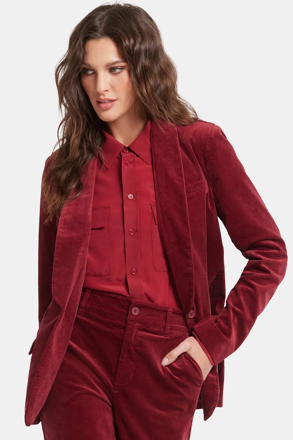 NYDJ Tuxedo Blazer Samtblazer Wild Currant Rot