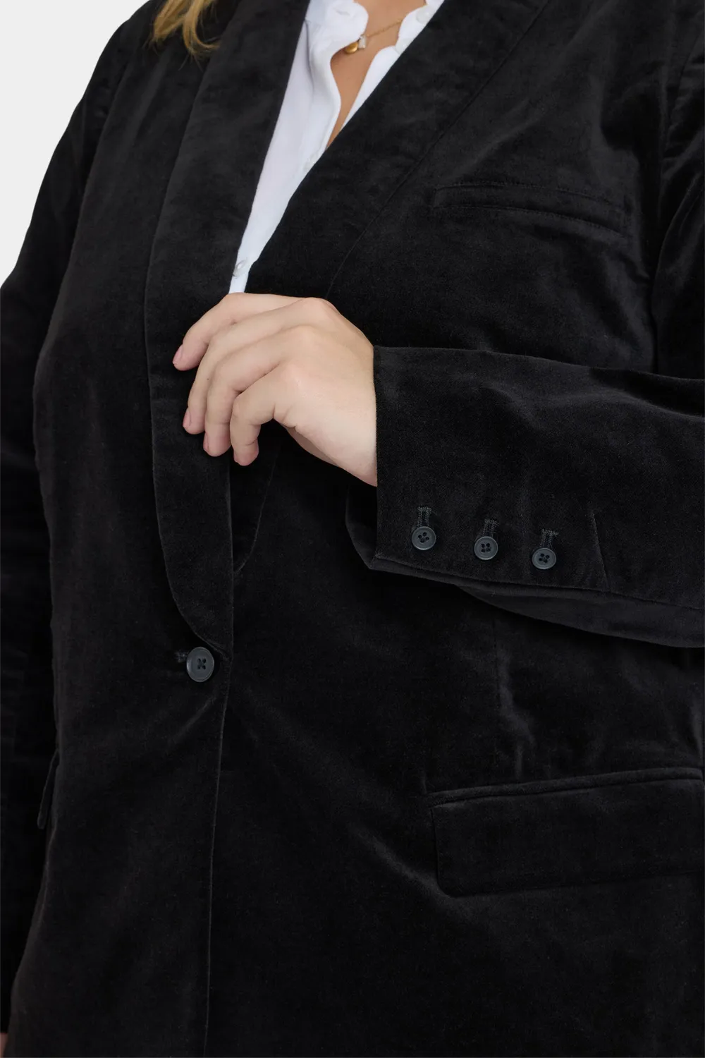 NYDJ Tuxedo Blazer Plus Size Schwarz Velvetsamt