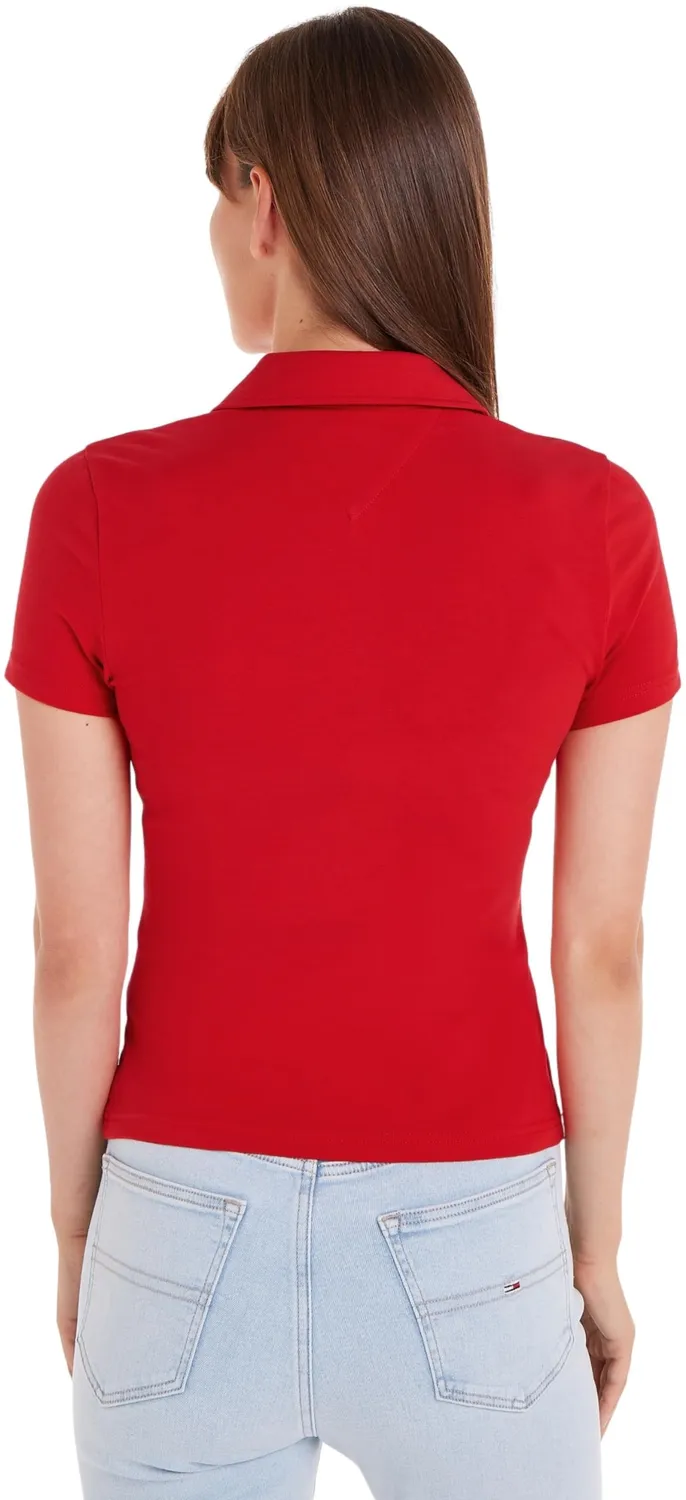 Tommy Jeans TJW Slim Essential Polo SS Polo Damen Rot Deep Crimson