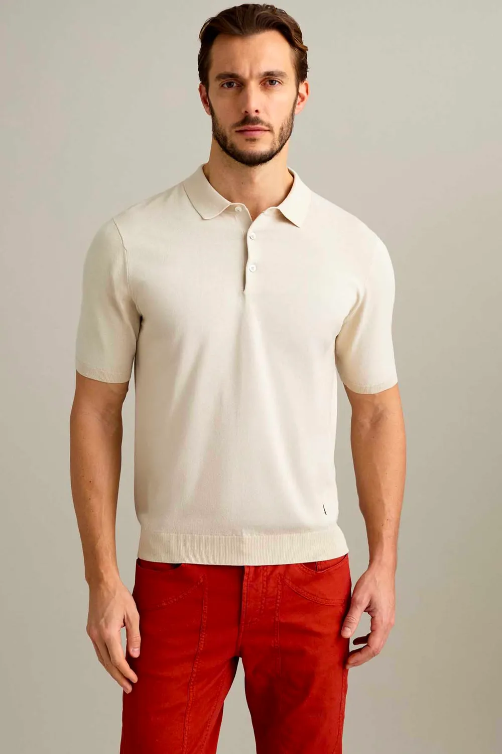 Jeckerson Polo Poloshirt Hellbeige Baumwolle Kurzarm