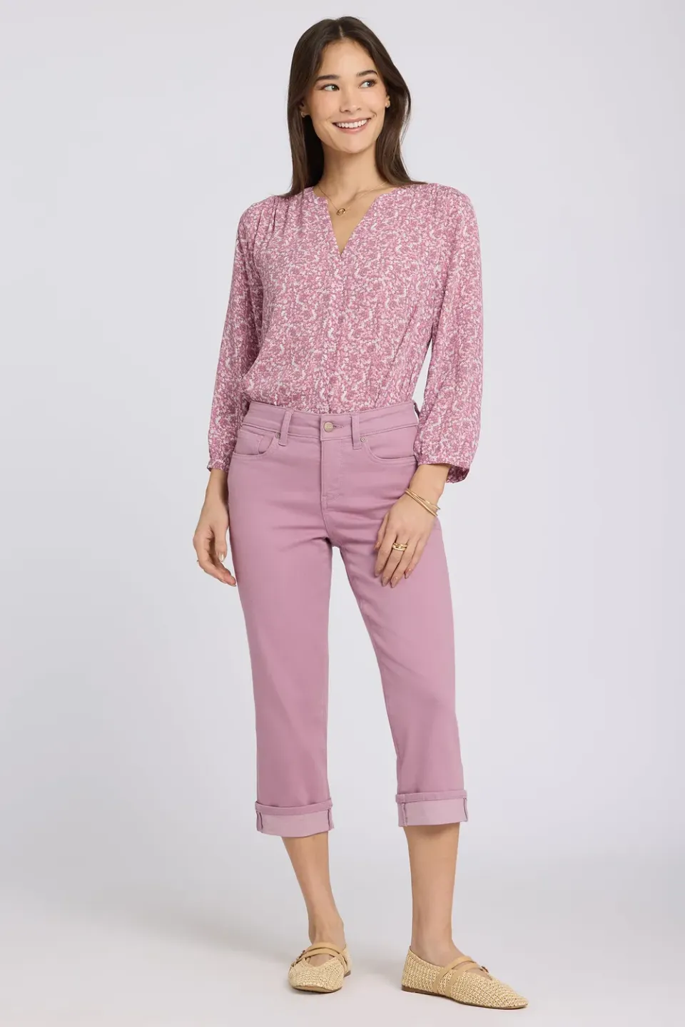 NYDJ Marilyn Straight Crop Jeans Dusky Daisy kühlend