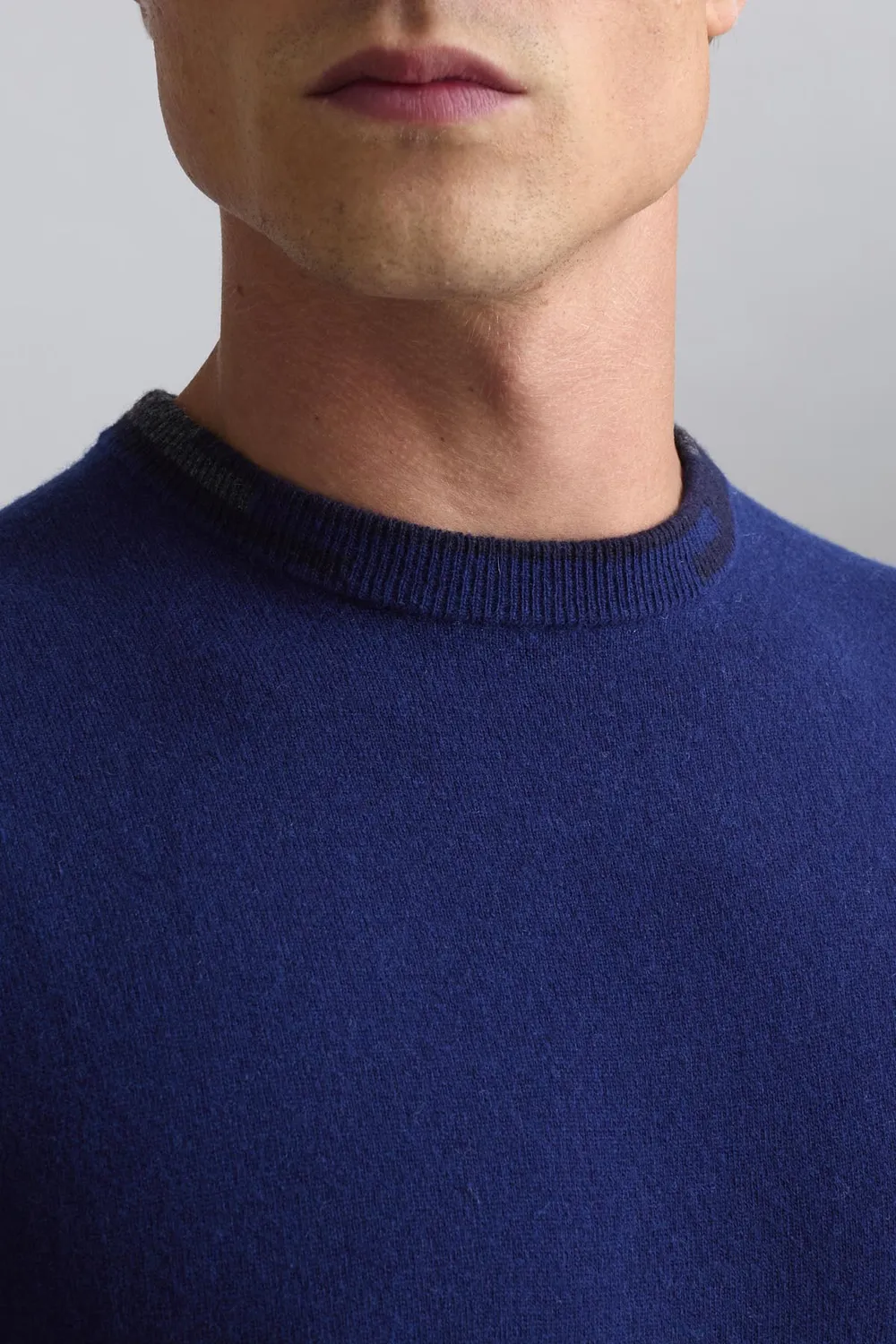Jeckerson Girocollo Cardato Pullover meeresblau Wolle