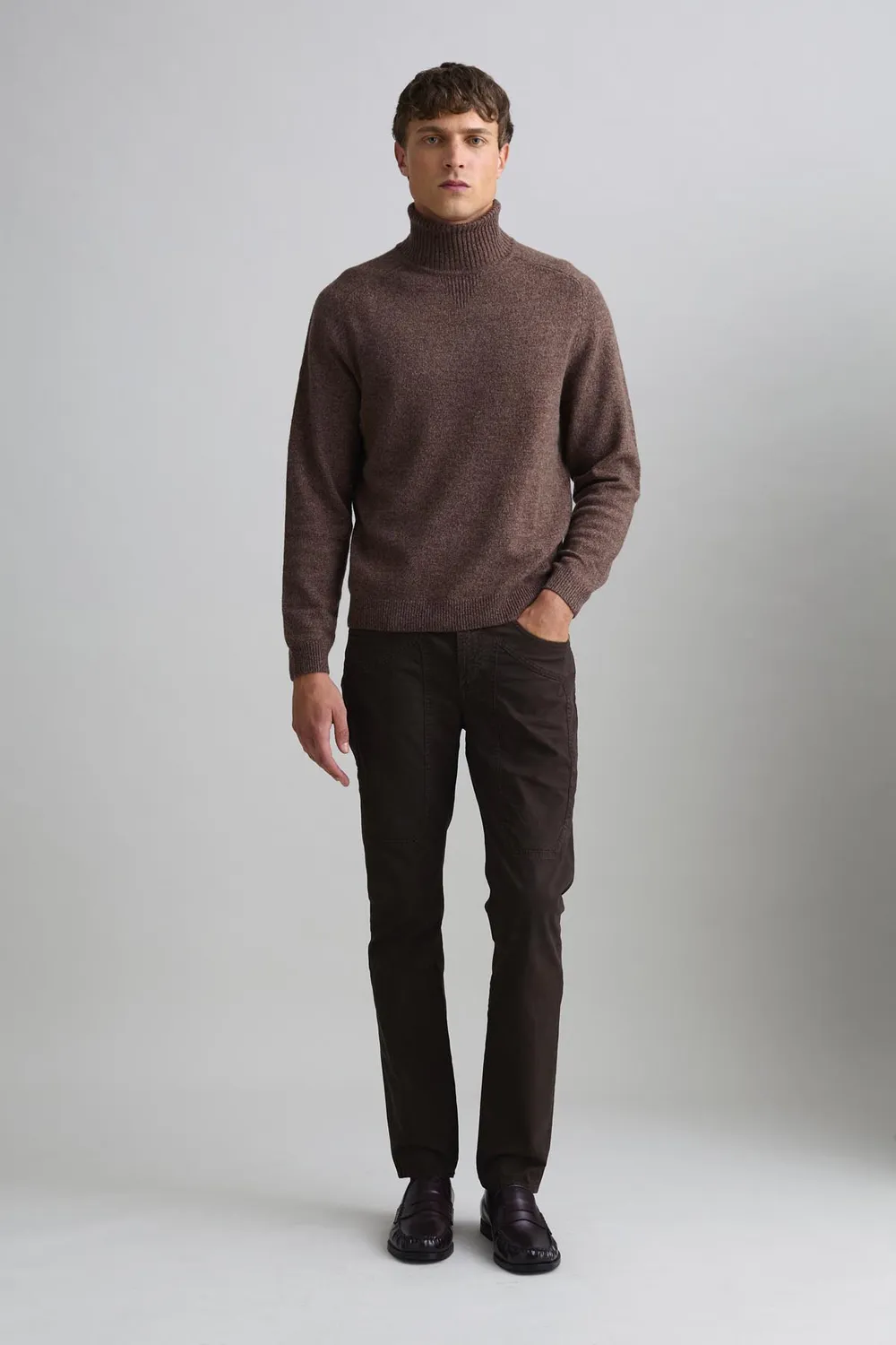 Jeckerson Dolcevita Rollkragenpullover Braun Melange Wolle
