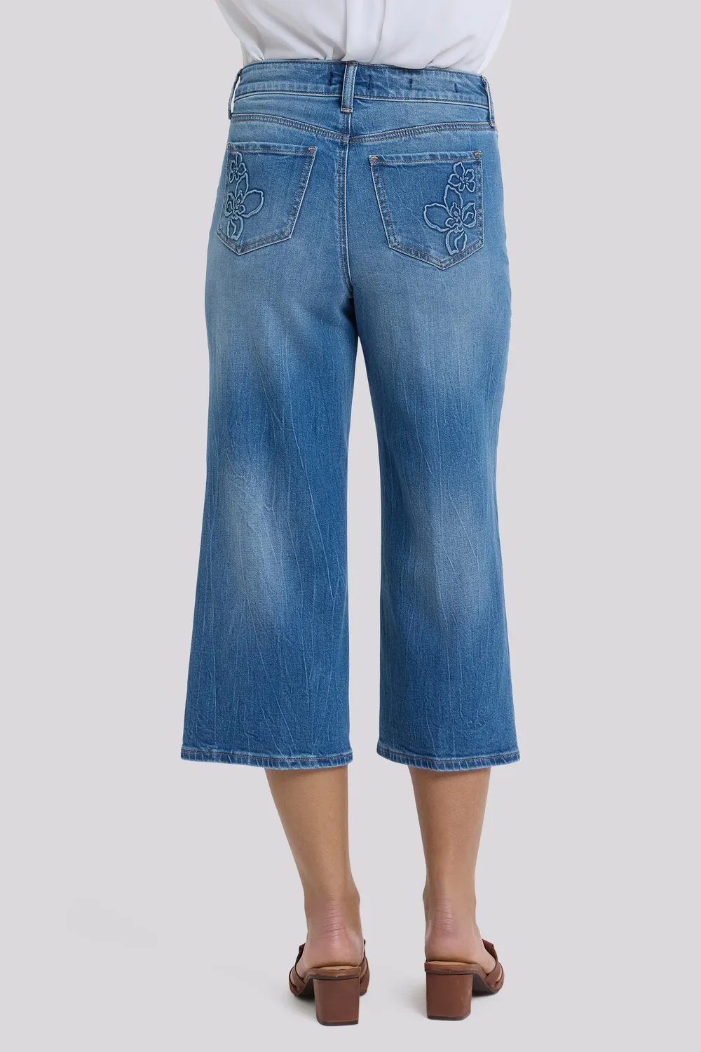 NYDJ Brigitte Wide Leg Capri Jeans Pacifica Indigo