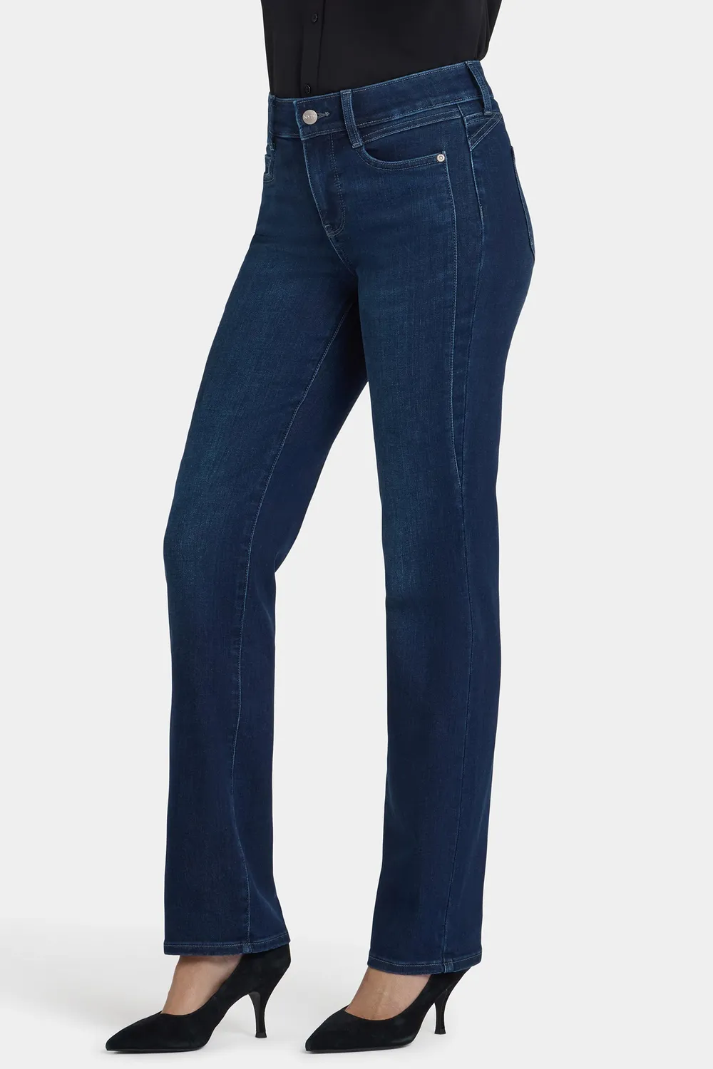 NYDJ Marilyn Straight Jeans Blackened Blue Dunkelblau