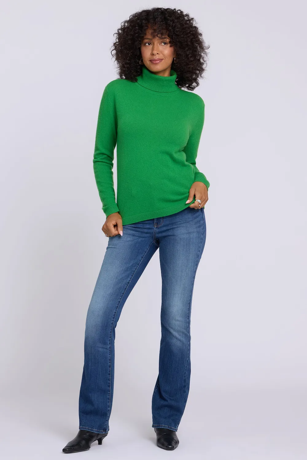 NYDJ Cashmere Essential Turtleneck Sweater Rolli Fern Kaschmir