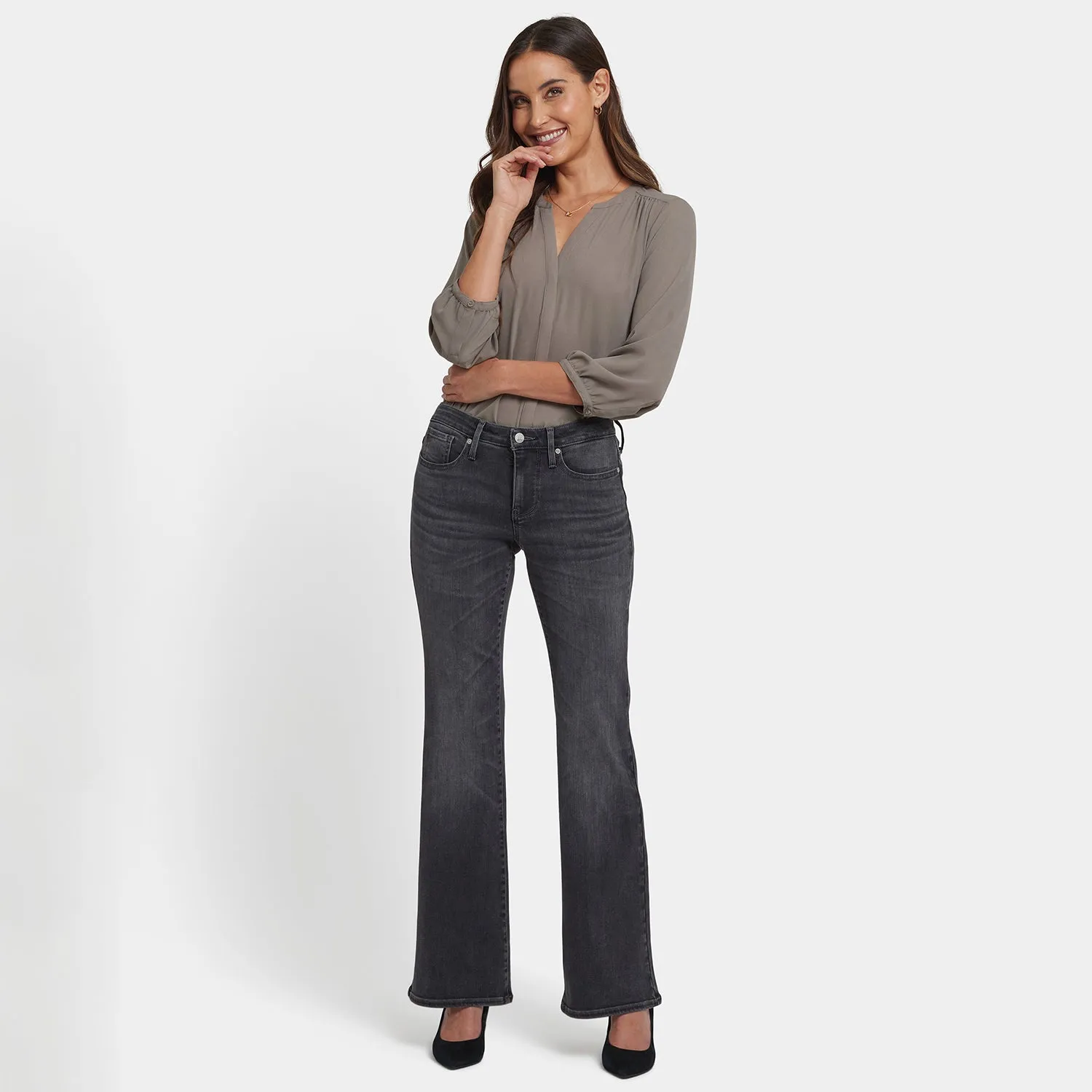 NYDJ Ava Flared Jeans Gloomy Marais Grau