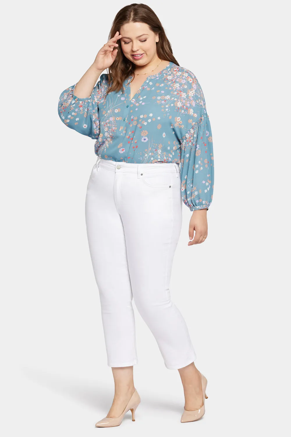 NYDJ Marilyn Straight Ankle Jeans Optic White Plus