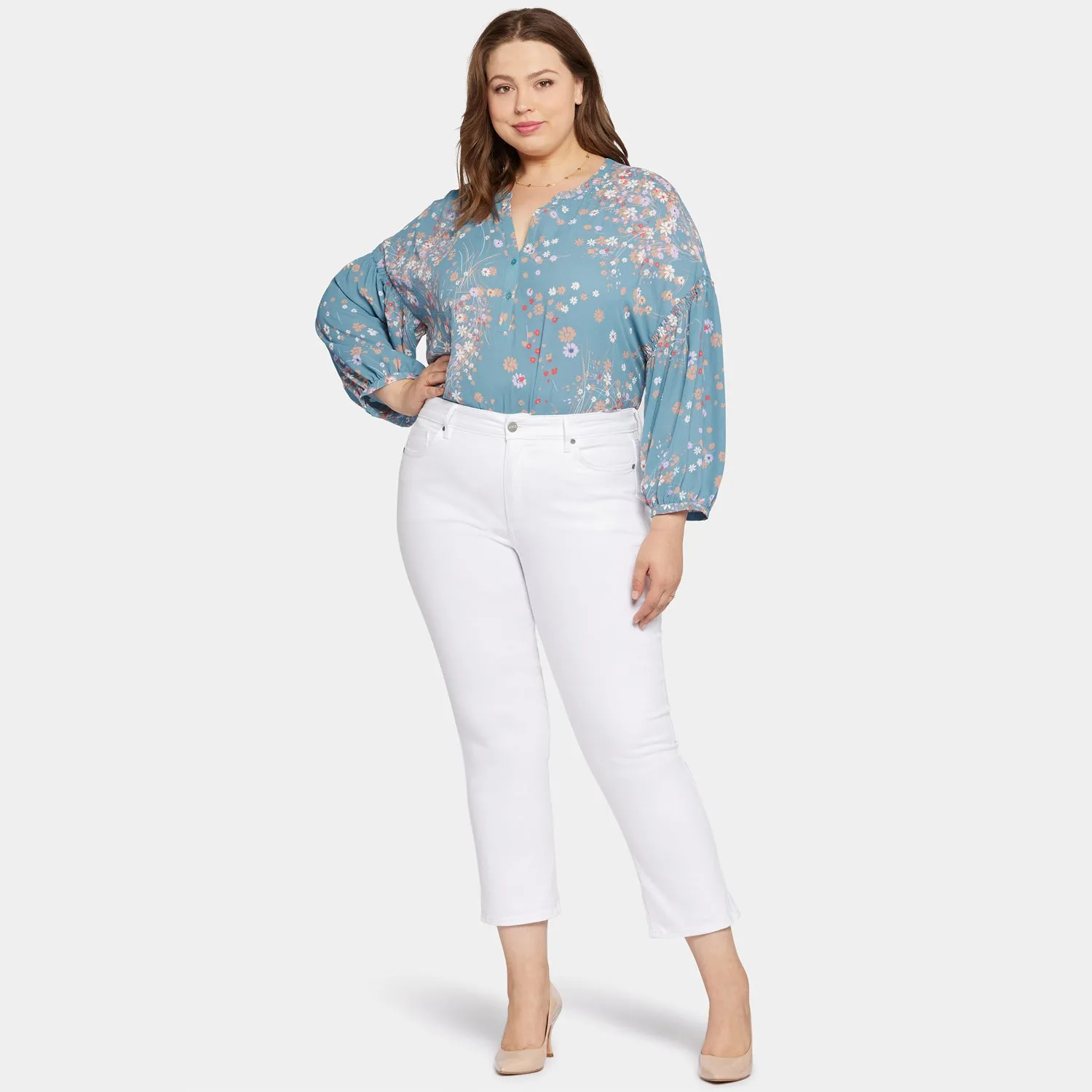 NYDJ Marilyn Straight Ankle Jeans Optic White Plus