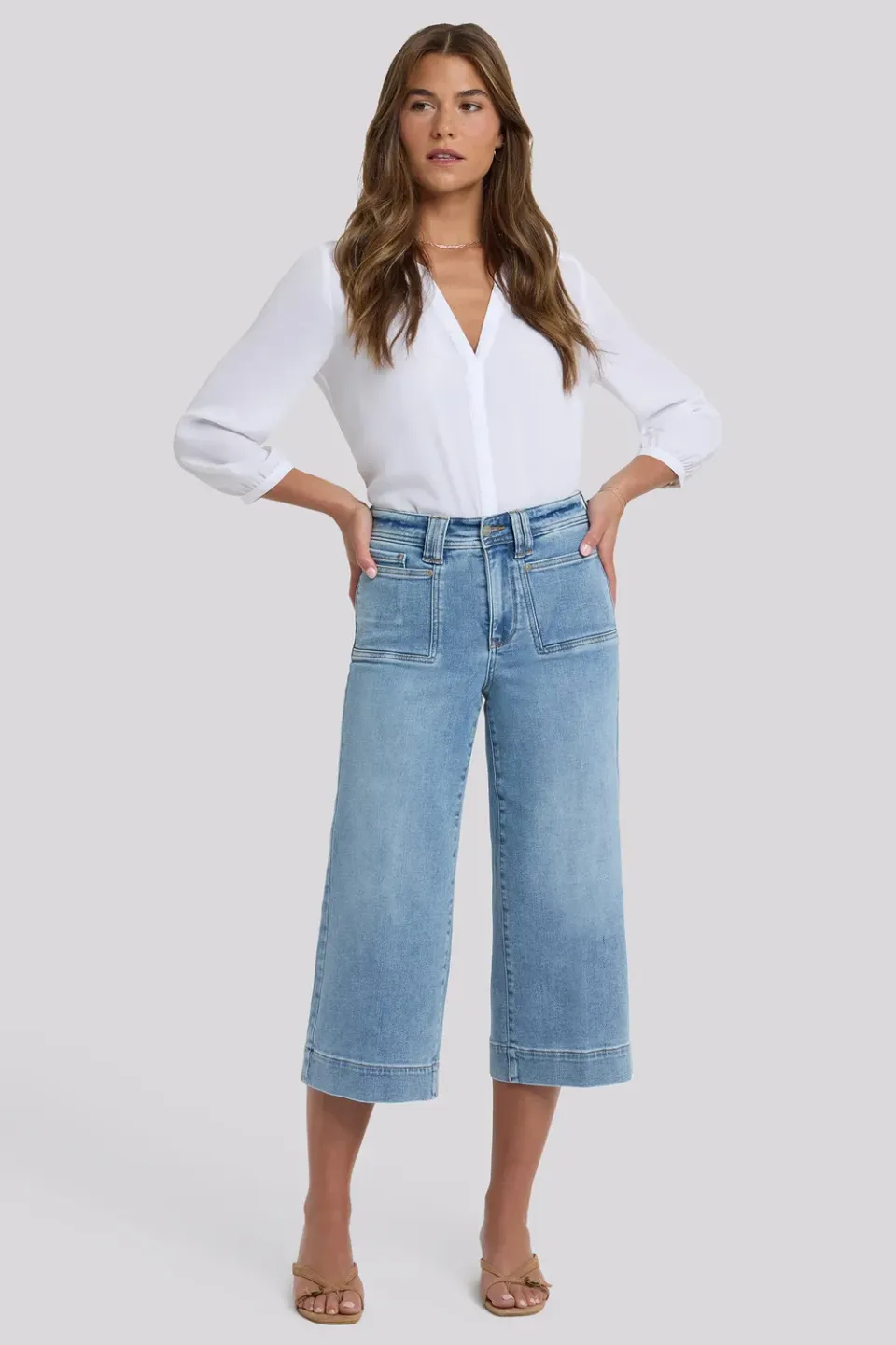 NYDJ Brigitte Wide Leg Capri Jeans Mist Springs Petite