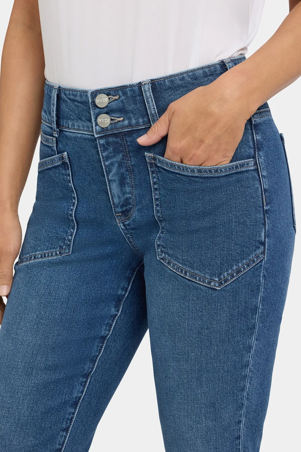 NYDJ Margot Girlfriend Petite Jeans Lake Notre-Dame blau