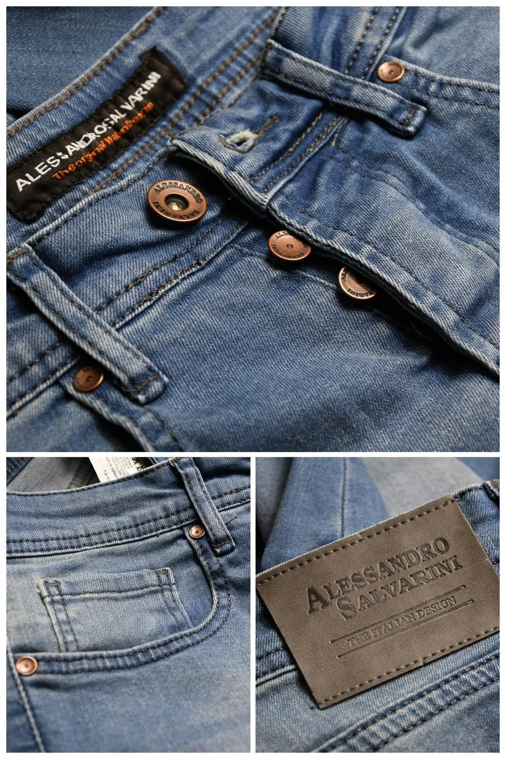Alessandro Salvarini Slim Fit Jeans 38W 36L Stretch