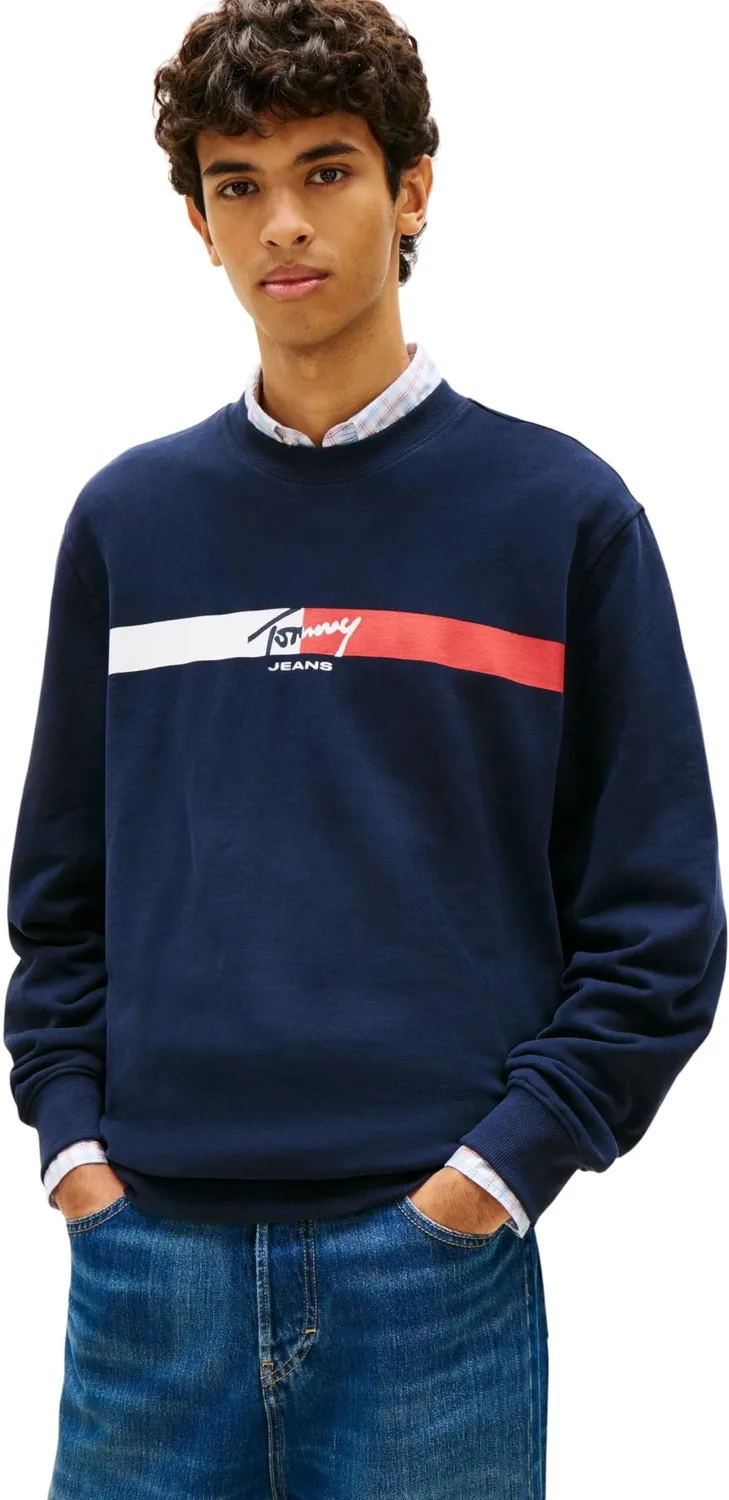 Tommy Jeans TJM Sign Stripe DM0DM23019 Sweatshirt schwarz