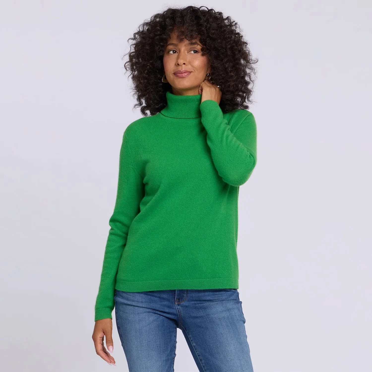 NYDJ Cashmere Essential Turtleneck Sweater Rolli Fern Kaschmir