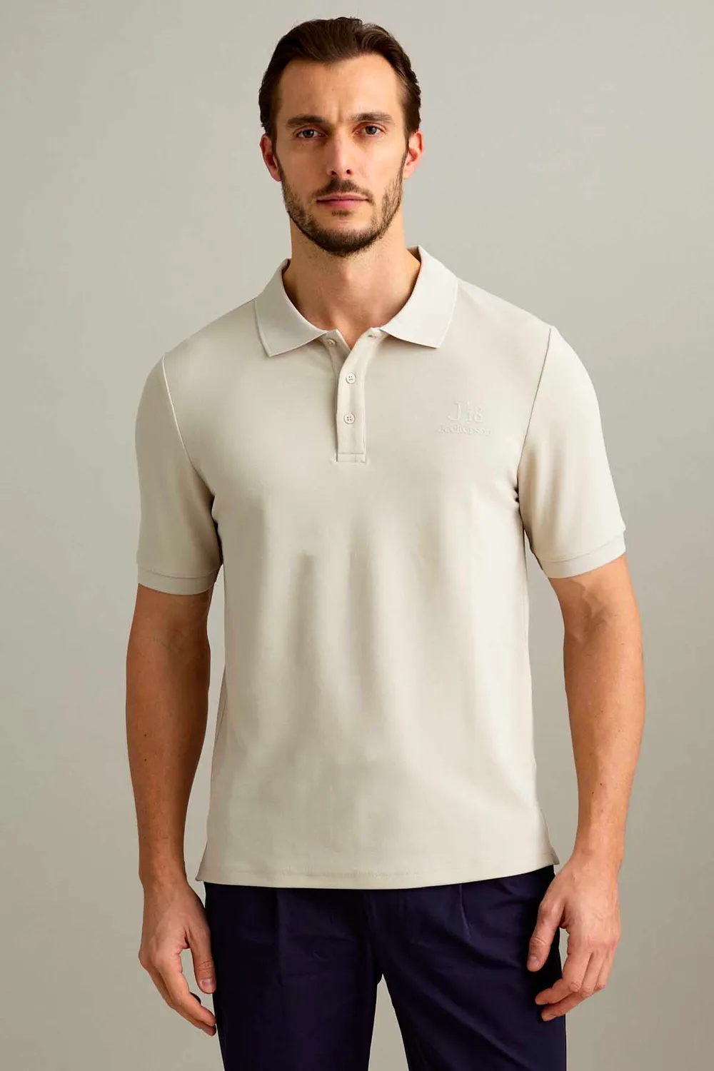 Jeckerson J18 Polo hellbeige Kurzarm Piqué