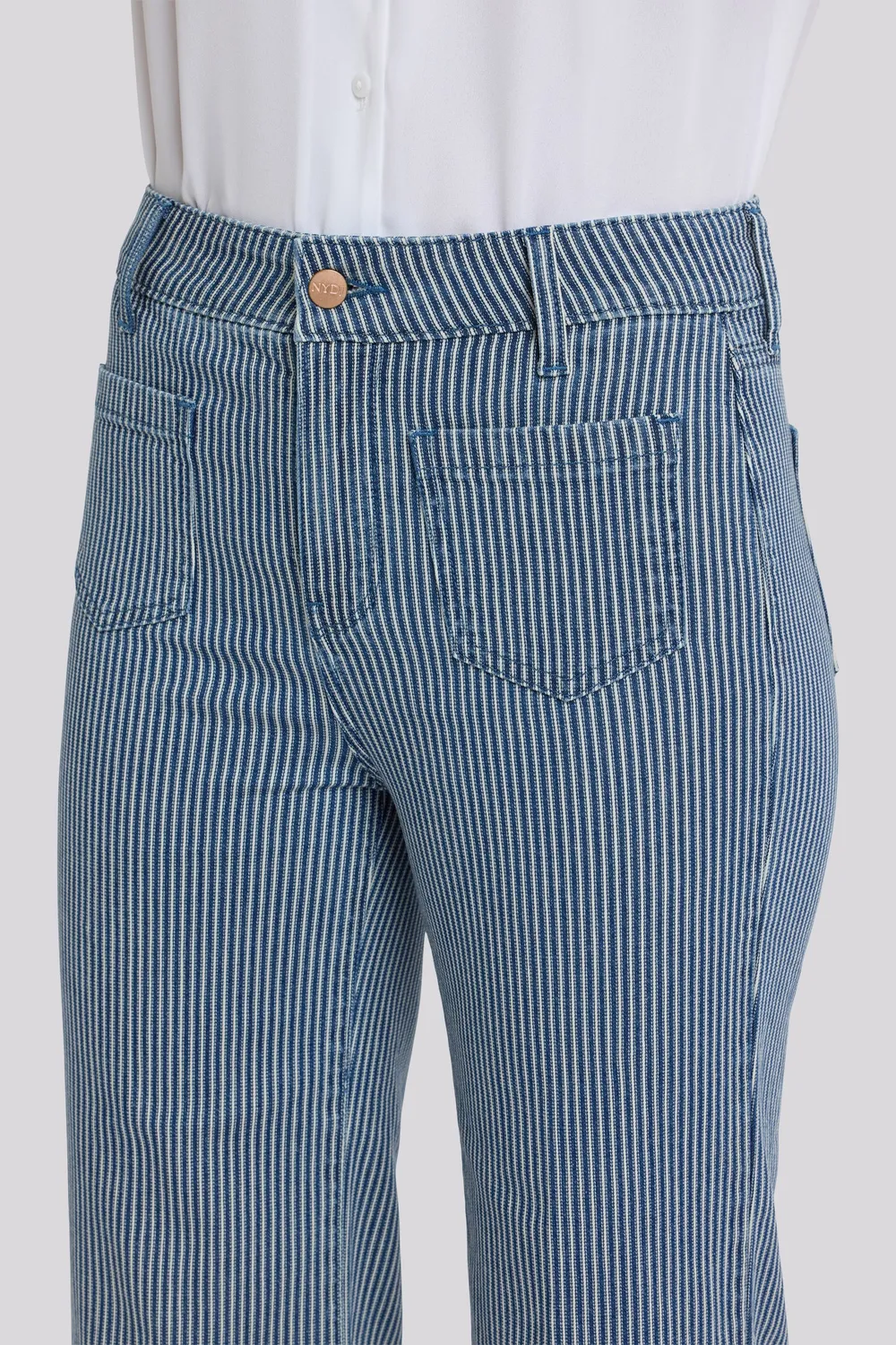 NYDJ Coco Wide Leg Crop Jeans Malaga Stripe Stretch