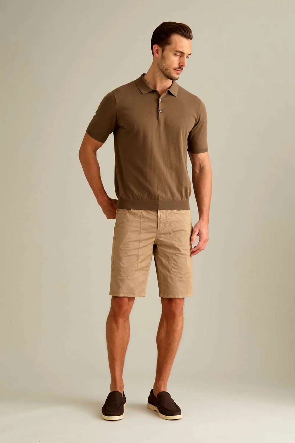Jeckerson Jayden Slim Fit Bermuda beige Zement Stretch