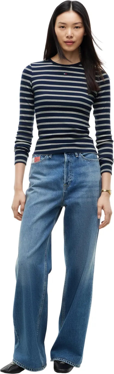 Tommy Jeans Slim Essential Rib Longsleeve L gestreift