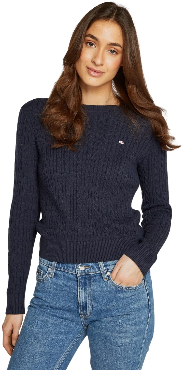 Tommy Jeans Cable Essential Pullover L Zopfstrick schwarz