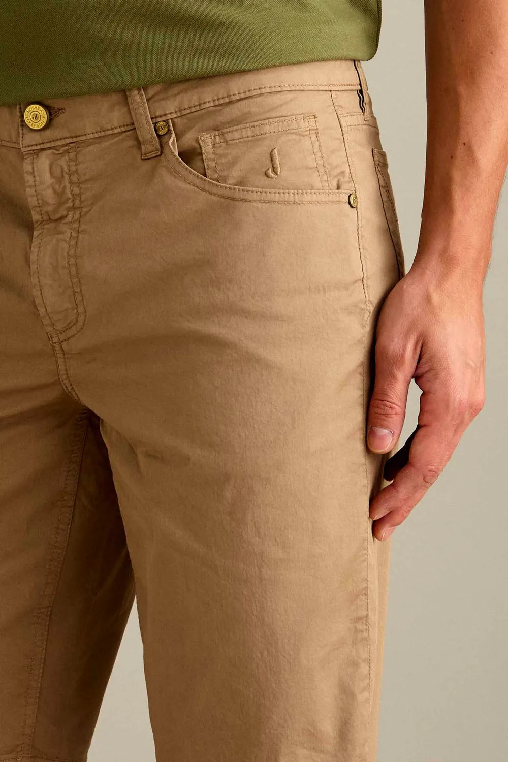 Jeckerson Jo Bermuda Zementbeige Gabardine Slim Fit