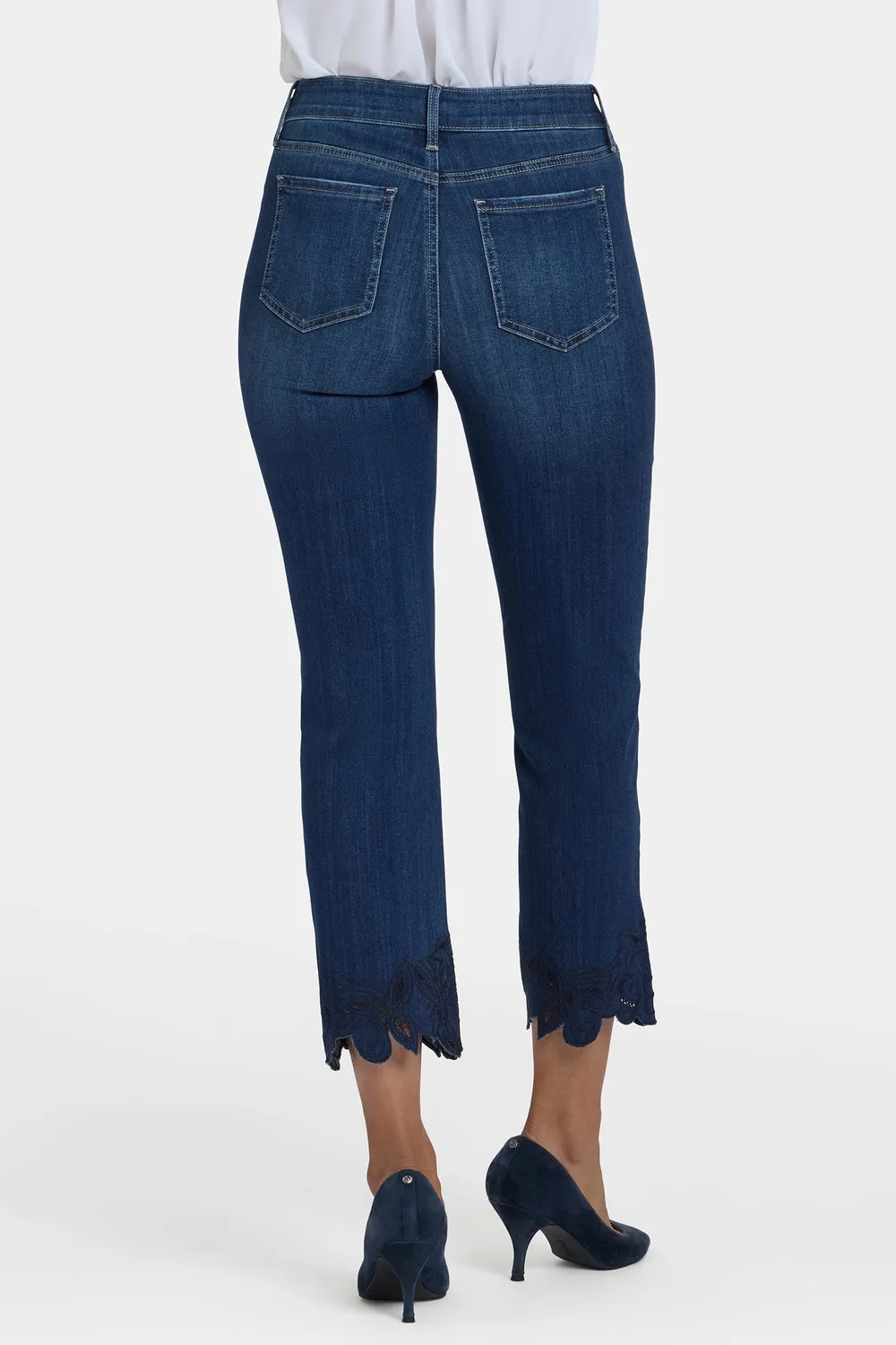NYDJ Marilyn Straight Ankle Jeans Wonderland Stickerei Blau