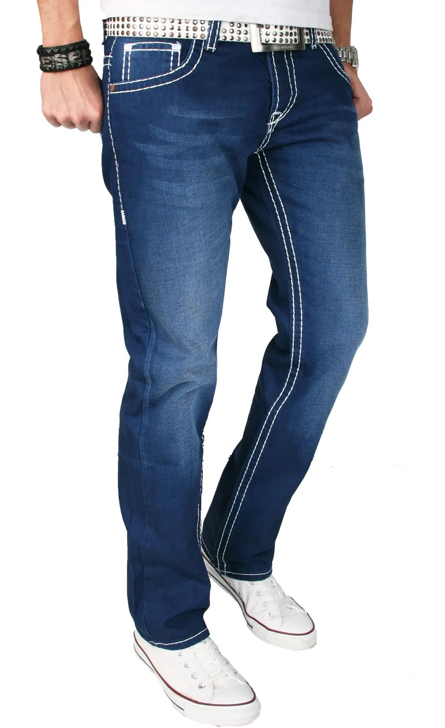 Alessandro Salvarini AS015 Herren Jeans blau Stonewash